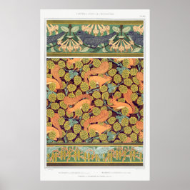 Art Nouveau Eichhörnchen Blütenfall Textilkunst Poster