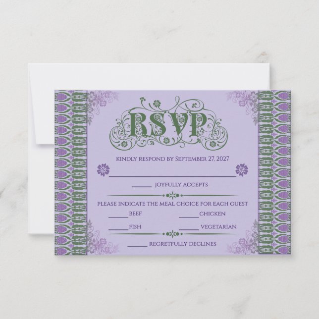 Art Nouveau Elegant Lilac Thistle Border  RSVP Karte (Vorderseite)