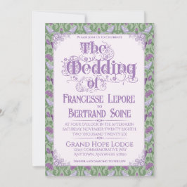 Art Nouveau Elegant Lovebirds Lilac Einladung