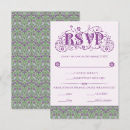 Art Nouveau Elegant Lovebirds Lilac RSVP Karte