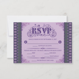 Art Nouveau Elegant Purple Thistle Border RSVP Karte