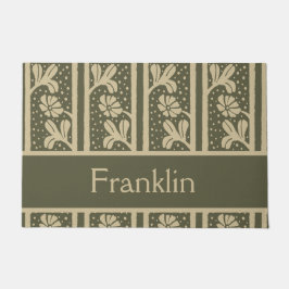 Art Nouveau Elegante Blume Beige und Sage Green Fußmatte