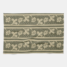 Art Nouveau Elegante Blume Beige und Sage Green