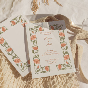 Art Nouveau Elegante Blumenschrift Einladung