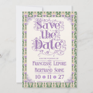Art Nouveau Elegante Distel Buttergelb Save The Date