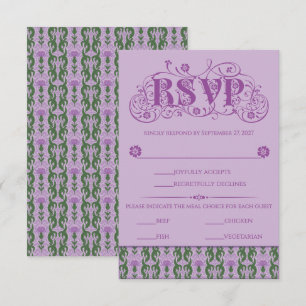 Art Nouveau Elegante Distel Lila RSVP Karte