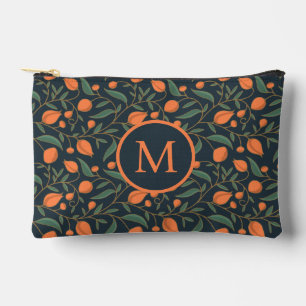 Art Nouveau Elegante Floral Orange und Marine Zubehörtasche