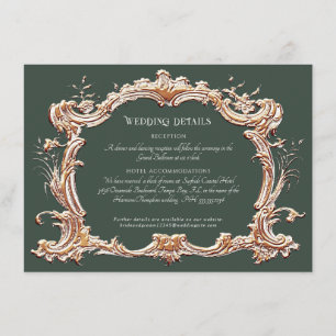 Art Nouveau Elegante Forest n Gold Wedding Details Begleitkarte