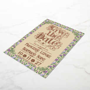 Art Nouveau Elegante Liebesvögel Vintage Gelb Folieneinladung