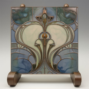 Art Nouveau Eleganz Jade Bronze Fliese