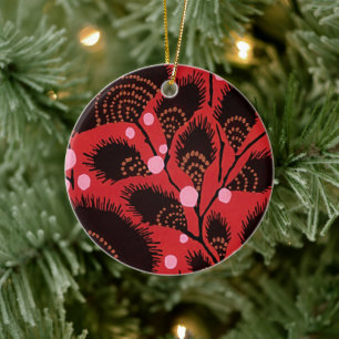 Art Nouveau Eleganz: Vintage Floralmuster Keramik Ornament