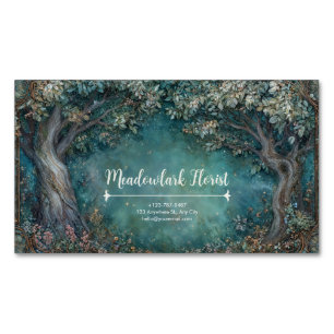 Art Nouveau Enchanted Forest Magnetische Visitenkarte