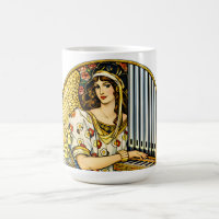 Art Nouveau Engel Orgelspieler Vintage Musik