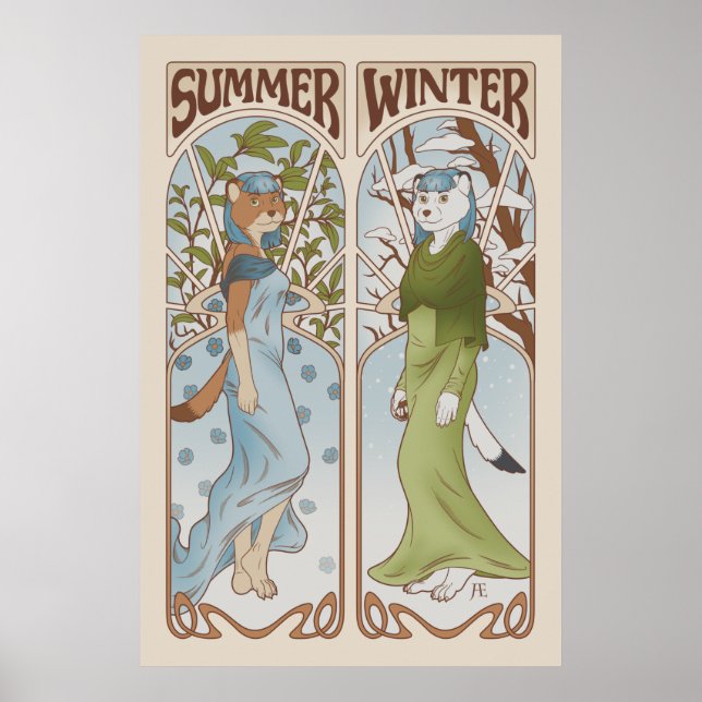 Art Nouveau Ermine Furry Poster (Vorne)