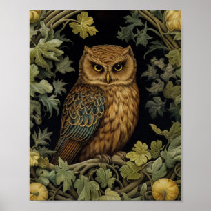 Art nouveau-Eule im Wald Poster