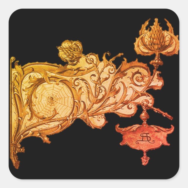 Art Nouveau fallsconce spiderweb anton seder Quadratischer Aufkleber (Vorderseite)