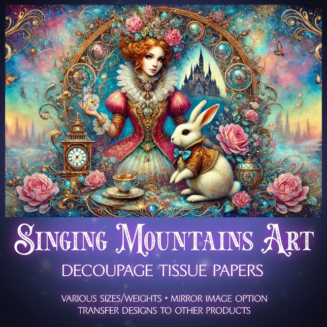 Art Nouveau Fantasy Art Alice Tea Party Decoupage Seidenpapier (Von Creator hochgeladen)