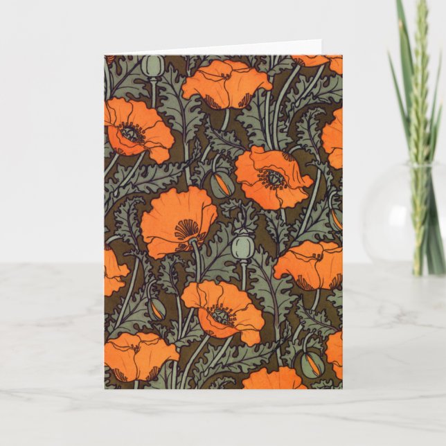Art Nouveau 'Field Poppies' Karte (Vorderseite)