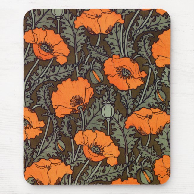 Art Nouveau 'Field Poppies' Mousepad (Vorne)