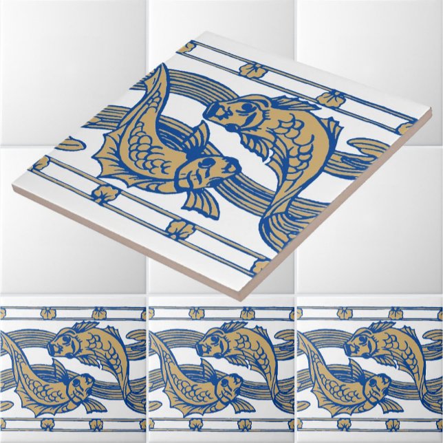 Art Nouveau Fisch & Seetang Frieze Pattern Fliese (Von Creator hochgeladen)