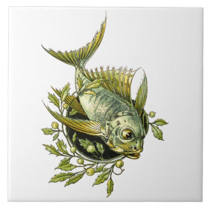 Art Nouveau Fish Ornament Fliese