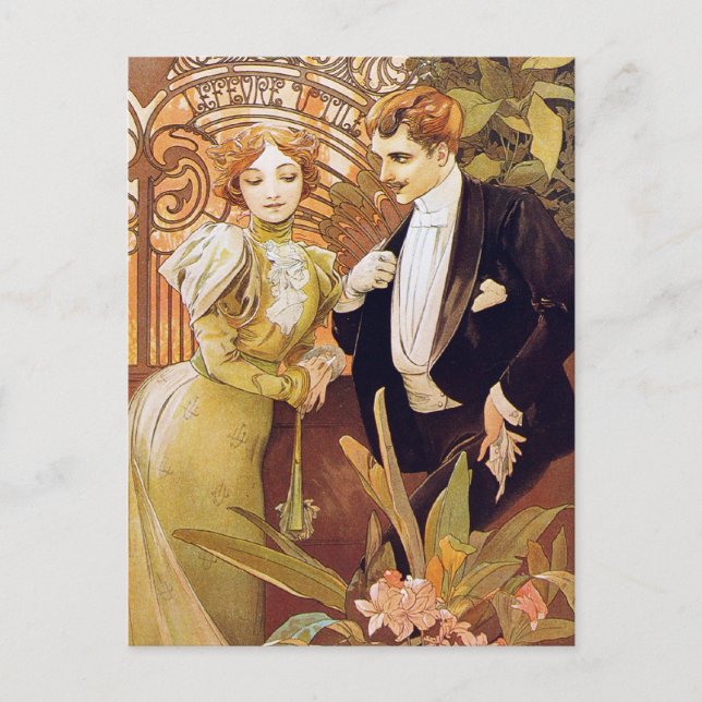 Art Nouveau Flirt Postkarte (Vorderseite)