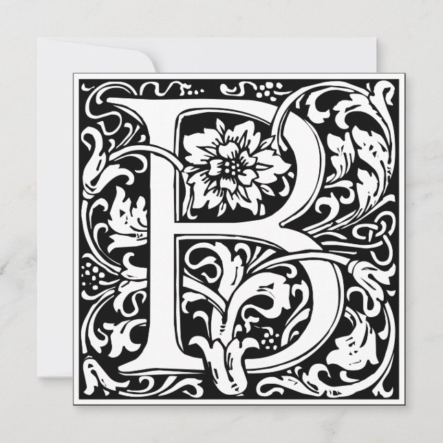 Art Nouveau Floral Alphabet Monogram Letter B Einladung (Vorderseite)