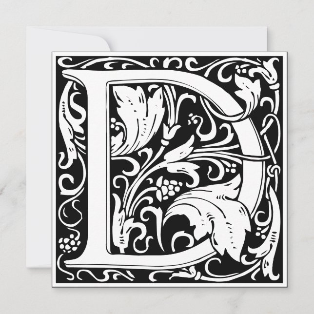 Art Nouveau Floral Alphabet Monogram Letter D Einladung (Vorderseite)