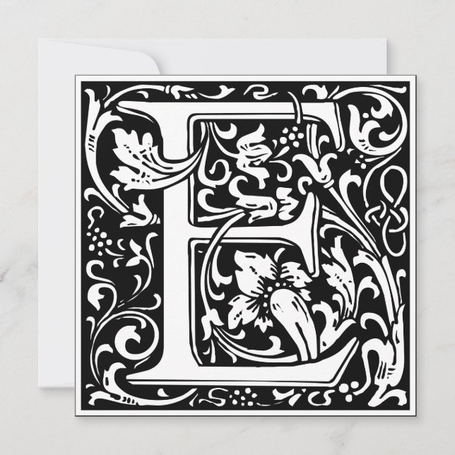 Art Nouveau Floral Alphabet Monogram Letter E Einladung (Vorderseite)