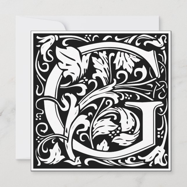 Art Nouveau Floral Alphabet Monogram Letter G Einladung (Vorderseite)