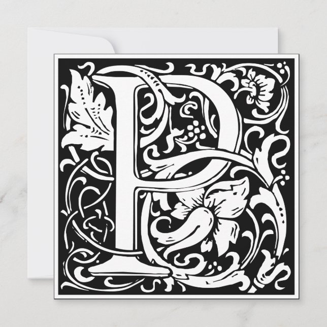 Art Nouveau Floral Alphabet Monogram Letter P Einladung (Vorderseite)