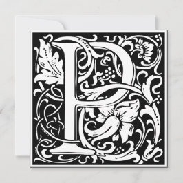 Art Nouveau Floral Alphabet Monogram Letter P Einladung