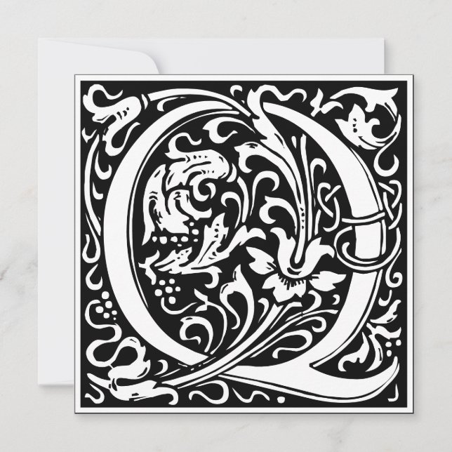 Art Nouveau Floral Alphabet Monogram Letter Q Einladung (Vorderseite)