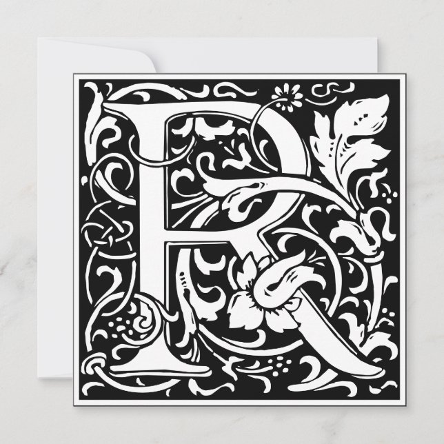 Art Nouveau Floral Alphabet Monogram Letter R Einladung (Vorderseite)