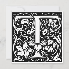 Art Nouveau Floral Alphabet Monogram Letter T Einladung