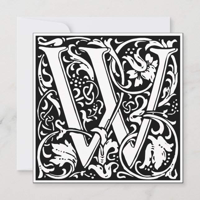 Art Nouveau Floral Alphabet Monogram Letter W Einladung (Vorderseite)