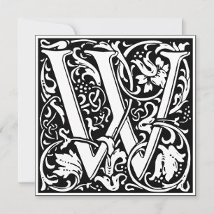 Art Nouveau Floral Alphabet Monogram Letter W Einladung
