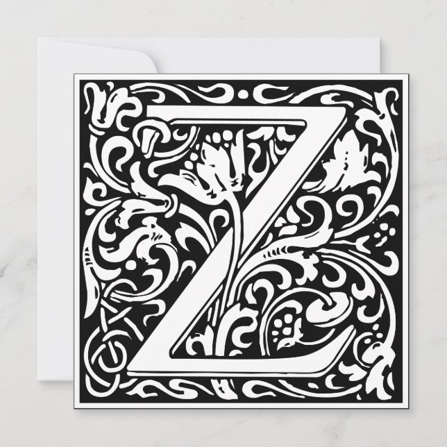 Art Nouveau Floral Alphabet Monogram Letter Z Einladung (Vorderseite)
