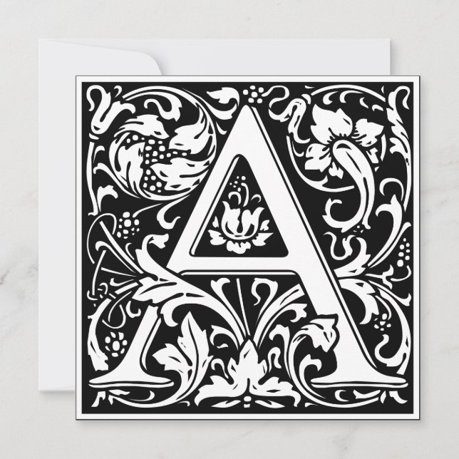 Art Nouveau Floral Alphabet Monogramm Letter A Einladung (Vorderseite)