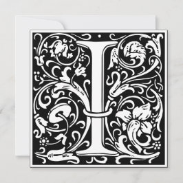Art Nouveau Floral Alphabet Monogramm Letter I Einladung