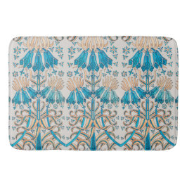 Art Nouveau Floral Botanical Blue Creme Muster Badematte
