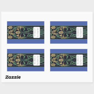 Art Nouveau Floral Buchzeichen Rechteckiger Aufkleber