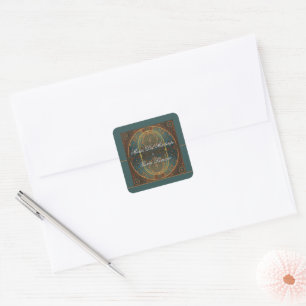 Art Nouveau Floral Calligraphy Einladung Quadratischer Aufkleber