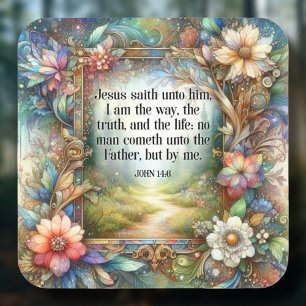 Art Nouveau Floral Christlich Sticker John 14:6