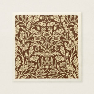 Art Nouveau Floral Damask, Dark Brown and Beige Serviette