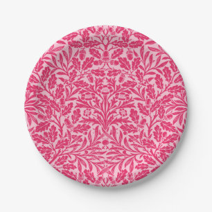 Art Nouveau Floral Damask, Deep Fuchsia Pink Pappteller