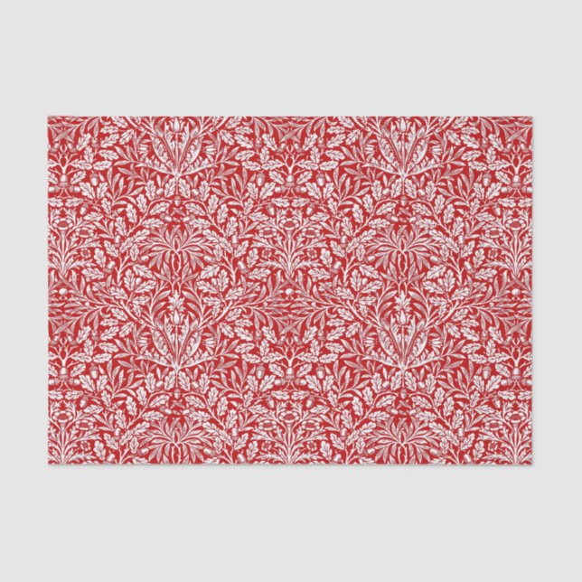 Art Nouveau Floral Damask, Deep Red and White Seidenpapier (Vorderseite)
