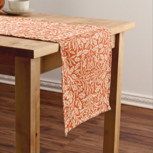 Art Nouveau Floral Damask, Light Mandarin Orange Kurzer Tischläufer