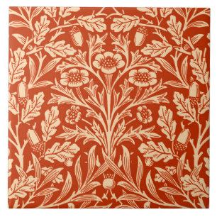 Art Nouveau Floral Damask, Mandarin Orange Fliese