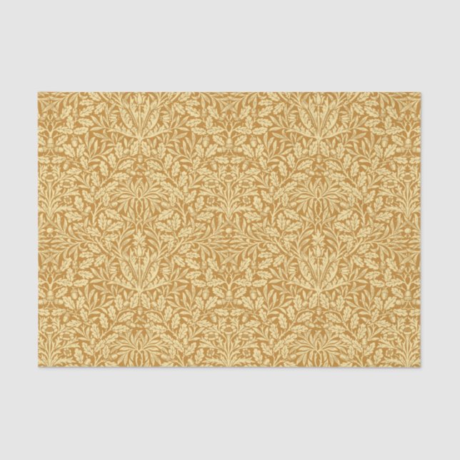 Art Nouveau Floral Damask, Mustard Yellow und Gold Seidenpapier (Vorderseite)